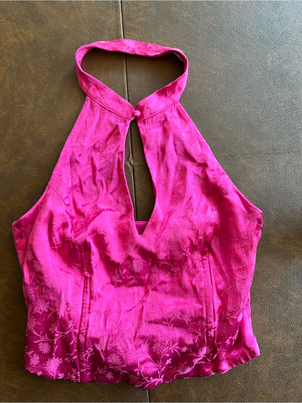 Zara floral jacquard halter corset cropped top